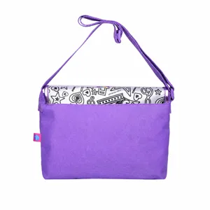 Sac bandoulière de coloriage DIY pour enfants en toile violette usage quotidien casual