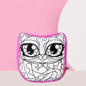Kids DIY Coloring Plush Pillow Cute Cartoon Animal Pattern Soft Stuffed Cushion Creative Educational Toy For Children Gift