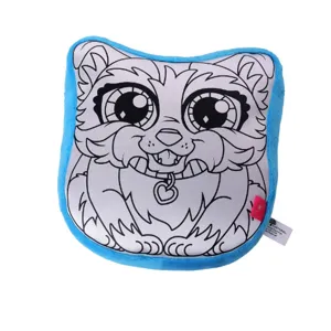 Kids DIY Coloring Plush Pillow Cute Animal Design Soft Educational Toy for Children Room