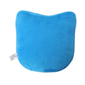 Blue cat shaped plush pillow for kids, soft stuffed toy cushion for bedroom decoration and safe fun.