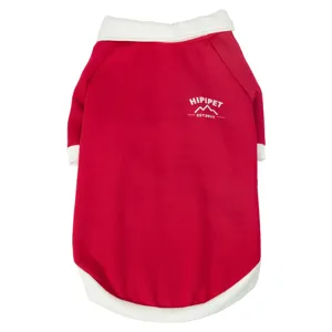 Red dog sweatshirt with white polo collar, stylish winter pet clothing for large dogs.