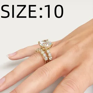 Gold ring set cubic zirconia engagement ring size 10 luxury jewelry for women detail shot