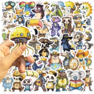 50 Pcs Cute Wild Animal Portrait Graffiti Stickers DIY Waterproof Decals for Phone Case