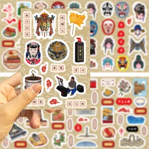 Set di adesivi decorativi a tema turistico di Pechino, sticker fai da te per custodia e taccuino.