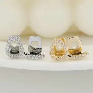 Hip Hop Grillz Κούφια Σταγόνα Νερού Κοσμήματα Δοντιών Με Ζιρκόνια Χάλκινη Διακόσμηση Δοντιών για Πάρτι Unisex Αξεσουάρ