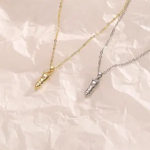 Creative Bullet Shape Pendant Necklace Copper Zirconia Heart Rhinestone Clavicle Chain Jewelry For Women Men Gold Silver Necklaces