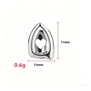 Grillz de dent ovale creux argenté bijoux dentaires hip hop avec découpe cœur 11x7.5mm