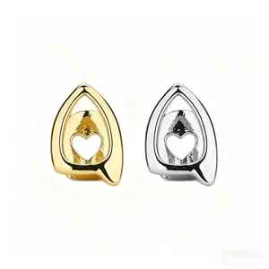 Bijoux de Dents Hip Hop Cœur Ajouré Ovale Accessoires de Costume Pour Fête Halloween Décoration Dentaire en Métal Brillant