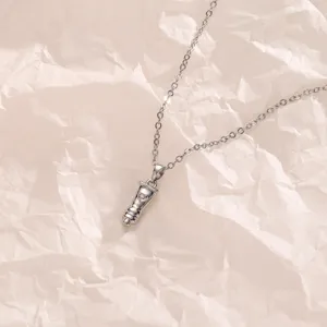 3D bullet pendant necklace with silver chain, unique European style trendy clavicle jewelry.