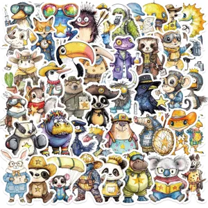 Cute animal watercolor stickers pack waterproof DIY decal for phone case laptop luggage 50pcs