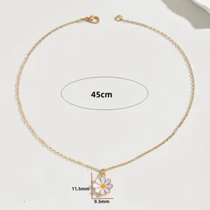 Detailed view of the elegant small daisy pendant necklace with clear dimension specifications.