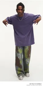 Men vintage washed oversized short sleeve t-shirt, heavy 230g distressed crewneck top.