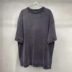 T-shirt manches courtes vintage lave use, lourd 300g oversize style grunge retro.