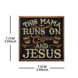 Tactical embroidered patch with Bible coffee quote, durable morale badge for outdoor bags and jackets.
