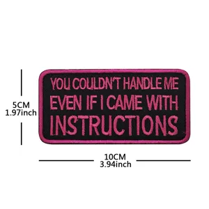 Black pink embroidered slogan patch, funny quote embroidered badge for clothing and bags.