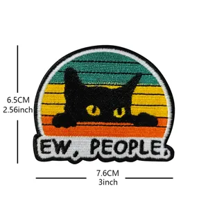 Gato Divertido Parche Bordado Insignia Táctica De Gancho Y Bucle Insignia De Animal De Dibujos Animados Para Mochila Ropa Chaqueta