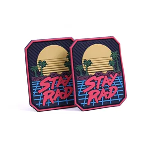 Outdoor stay rad beach sunset PVC soft rubber morale patch tactical armband Velcro badge.