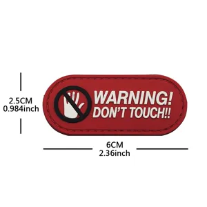 PVC warning patch, 3D tactical hook and loop badge with dont touch text for backpacks.