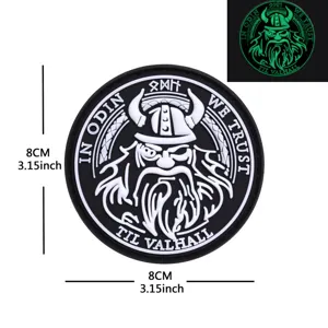 Τακτικό σήμα ηθικού PVC 3D Viking Odin με γάντζο και βρόχο, στρατιωτικό σήμα 8 cm