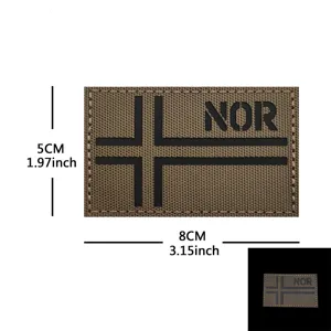 Parche moral táctico caqui con diseño de cruz noruega, cierre de velcro duradero, 5x8cm.