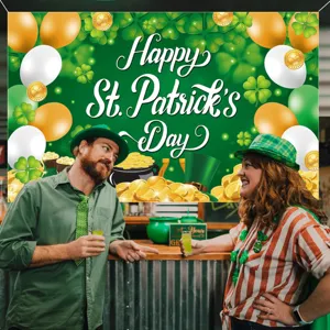 St. Patrick's Day backdrop banner shamrock party decoration photo background hanging cloth