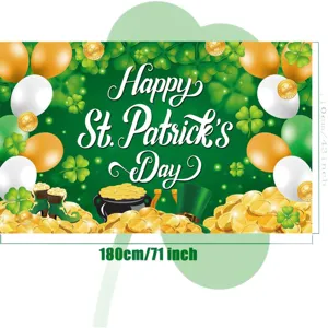 St. Patrick's Day backdrop banner, shamrock clover party photo background decoration