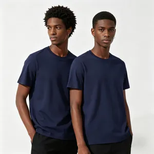 Maglietta uomo tinta unita girocollo manica corta casual top base estivo blu marino