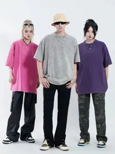 Vintage washed oversized short sleeve t-shirt for men and women summer casual top fashion.