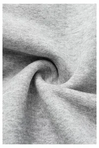 Detailed close-up view of the thick grey heavyweight fabric texture, soft and warm feel.