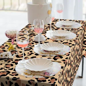 Leopard print disposable tablecloth kids birthday party waterproof plastic table cover