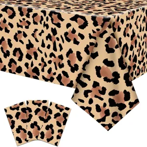 Disposable Leopard Print Plastic Tablecloth Waterproof Table Cover For Kids Birthday Party Table Decoration Supplies