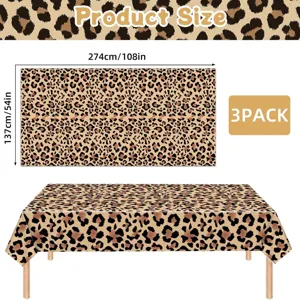 Leopard print disposable tablecloth, waterproof plastic table cover for party decoration supplies.