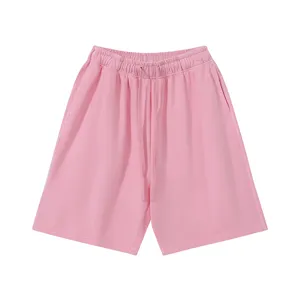Pink casual shorts for men with elastic drawstring waist and relaxed fit design for daily.