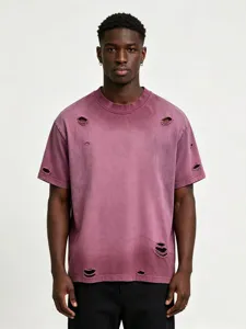 T-shirt uomo pesante vintage slavato a maniche corte oversize streetwear top moda