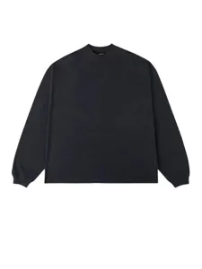 Zwaar t-shirt met lange mouwen voor heren, effen kleur casual losse fit oversized top basic.