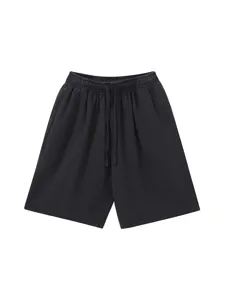 Men vintage washed casual loose shorts streetwear retro dark grey five-point pants comfy