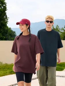 Unisex casual solid color loose fit short sleeve t-shirt summer fashion streetwear top