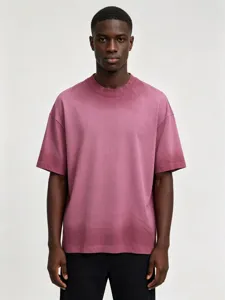 Men vintage washed oversized short sleeve t-shirt casual solid color summer top comfortable