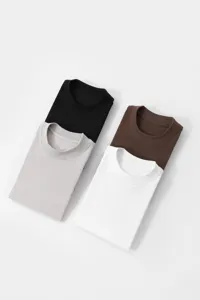 Classic solid color short sleeve t-shirt set, comfortable basic cotton casual top for men.