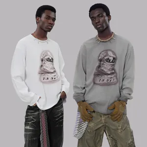Men vintage long sleeve graphic sweatshirt oversized streetwear casual round neck top