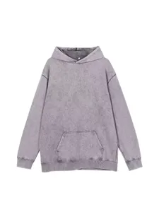 Men Women Vintage Washed Heavyweight Hoodie Retro Distressed Pullover Sweatshirt