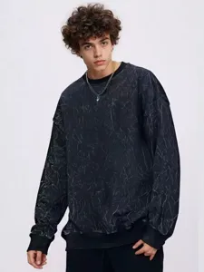 Unisex Batik Rundhals Sweatshirt Lässiges Langarm Oversized Pullover Oberteil