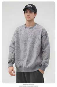 Herren Vintage Batik Oversized Rundhals Sweatshirt langarm Lässiger Pullover Herbst