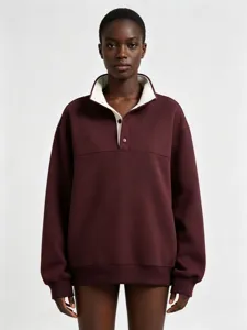 Felpa con collo a imbuto per uomo e donna, top casual versatile a maniche lunghe.