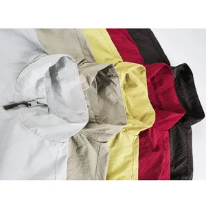 Color variant detail view of unisex stand collar casual zip windbreaker jacket.