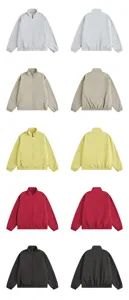 Solid color stand collar zip up windbreaker jacket for men and women casual outerwear.