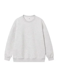 Sudadera cuello redondo color sólido hombre casual holgada streetwear gris pullover 2025