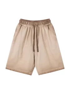 Vintage gradient distressed loose casual shorts for men and women, pure cotton style.