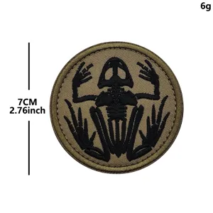 Tactical Skull Frog Embroidered Patch Military Morale Badge Hook And Loop Applique For Backpack Clothes Tactical Gear