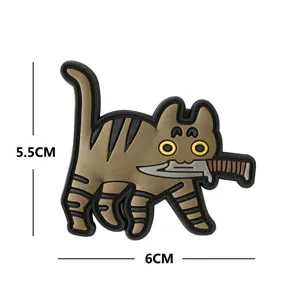 PVC Kat Moraal Patch Grappig Tactisch Rugzak Badge Klittenband PVC Leuke Dieren Patch Voor Kleding Hoeden